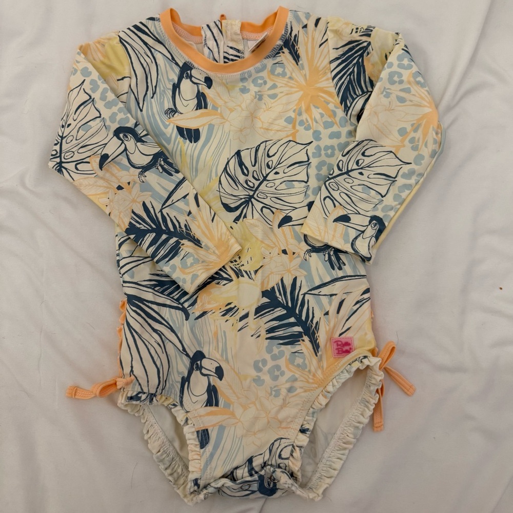 Ruffle Butts Blue and Orange One Piece Swim Long Sleeve